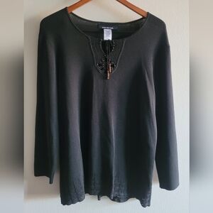 Jones New York peasent style crochet detailed top Women's XL